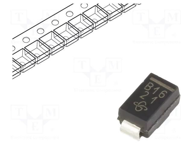 Diode: Schottky rectifying; SMA; SMD; 60V; 1A; 7 inch reel VISHAY B160-E3/61T
