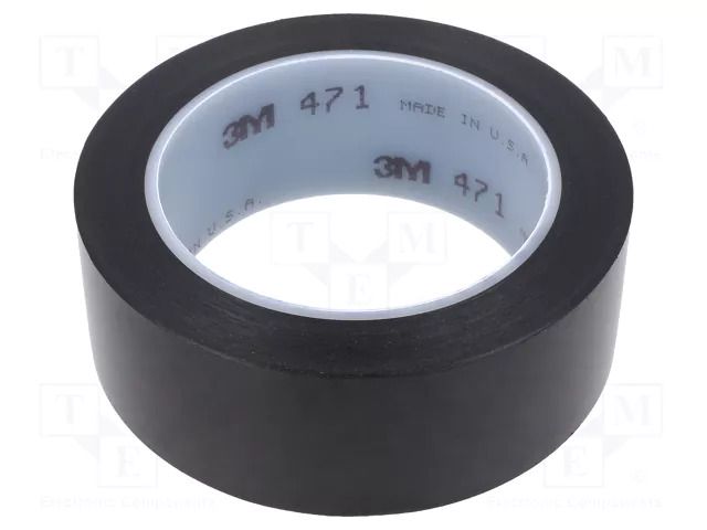 Tape: marking; black; L: 33m; W: 38mm; Thk: 0.13mm; 2.5N/cm; 130% 3M 3M-471-38-33/BK