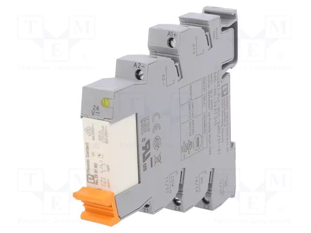 Relay: interface; DPDT; Ucoil: 24VDC; 6A; 3A/250VAC; 2A/24VDC; IP20 PHOENIX CONTACT PLC-RSC-24DC/21-21