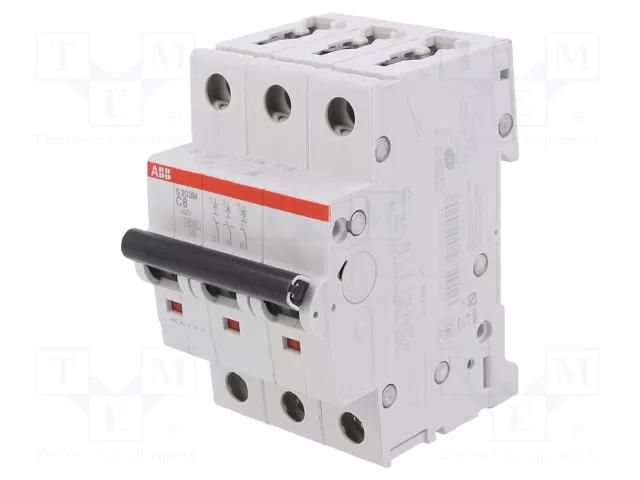 Circuit breaker; 400VAC; Inom: 8A; Poles: 3; for DIN rail mounting ABB S203M-C8