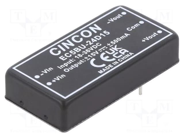 Converter: DC/DC; 15W; Uin: 18÷36VDC; Uout: 15VDC; Uout2: -15VDC CINCON EC5BU-24D15