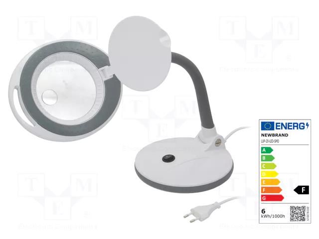 Desk magnifier; with backlight; 3dpt,12dpt; Ø101.6mm; Ø4"; 6W NEWBRAND LUP-20-LED-SMD