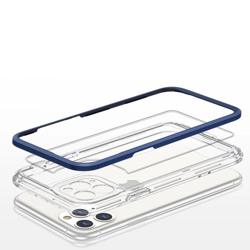 Clear 3in1 case for iPhone 11 Pro Max blue frame gel cover, Hurtel 5907769338601 5907769338601
