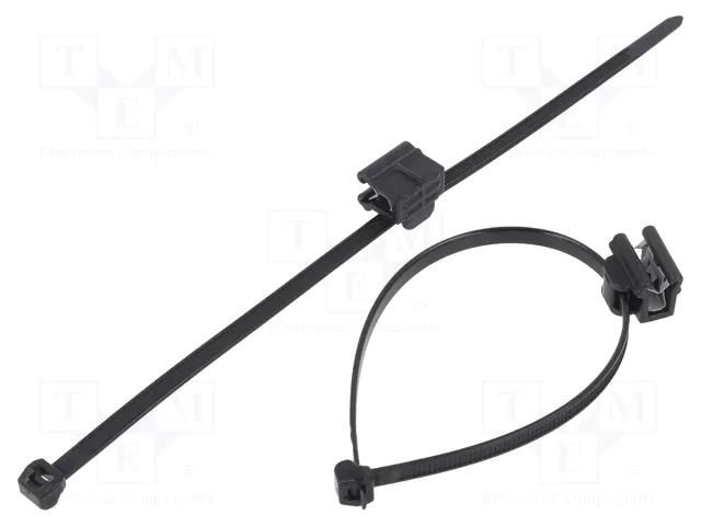 Cable tie; with fixing lugs,with fixing for edges; L: 200mm HELLERMANNTYTON T50ROSEC22-BK