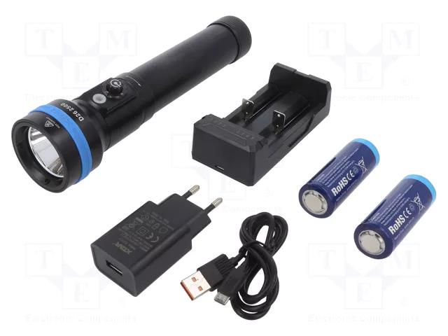 Torch: LED diving; L: 236.6mm; 30lm,700lm,1400lm,2500lm; Ø: 54mm XTAR XTAR-D26-LONG-SET