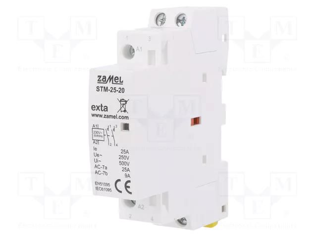 Contactor: 2-pole installation; 25A; 230VAC; NO x2; STM; -5÷60°C ZAMEL STM-25-20