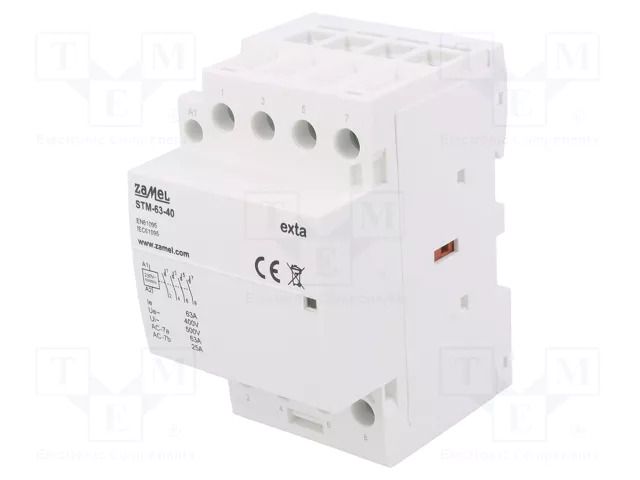 Contactor: 4-pole installation; 63A; 230VAC; NO x4; STM; -5÷60°C ZAMEL STM-63-40