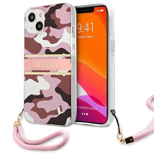 Guess GUHCP13SKCABPI iPhone 13 mini 5.4&quot; pink/pink hardcase Camo Strap Collection, Guess 3666339023157 3666339023157