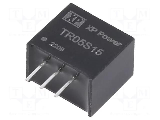 Converter: DC/DC; Uin: 17÷28VDC; Uout: 15VDC; Iout: 500mA; SIP3; THT XP POWER TR05S15