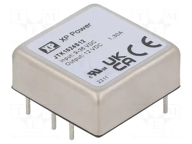 Converter: DC/DC; 15W; Uin: 9÷36VDC; Uout: 12VDC; Iout: 1.3A; 1"x1" XP POWER JTK1524S12