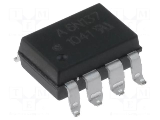 Optocoupler; SMD; Ch: 1; OUT: Schmitt trigger; CTR@If: 19-50%@16mA BROADCOM (AVAGO) 6N137-300E