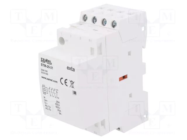 Contactor: 4-pole installation; 25A; 230VAC; NC + NO x3; STM ZAMEL STM-25-31