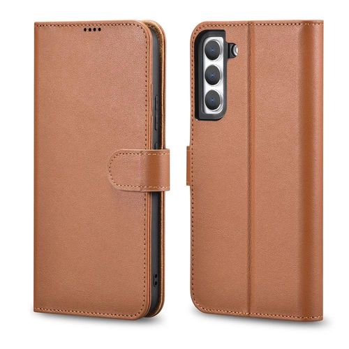 iCarer Haitang Leather Wallet Case Leather Case for Samsung Galaxy S22 + (S22 Plus) Wallet Housing Cover Brown (AKSM05BN), iCarer 6958955898163 6958955898163