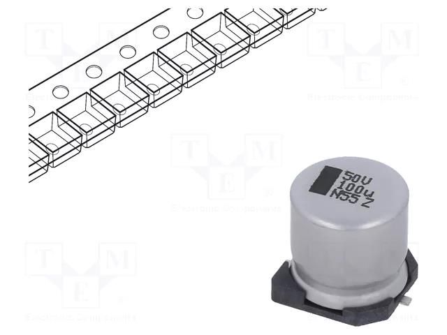 Capacitor: electrolytic; SMD; 100uF; 50VDC; 10x10x10mm; ±20%; 3000h VISHAY MAL215099101E3