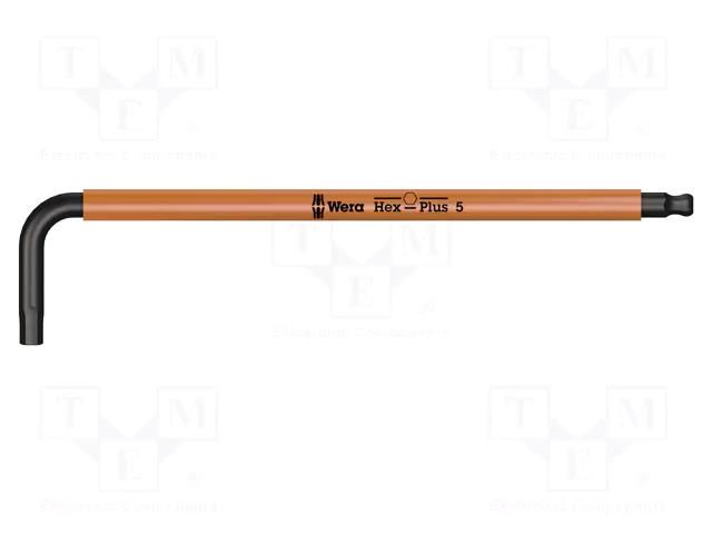 Wrench; Hex Plus key,spherical; HEX 5mm; Overall len: 154mm; long WERA WERA.05022202001