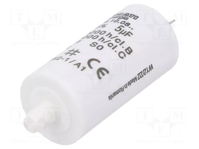 Capacitor: polypropylene; motors, run; 5uF; 425VAC; Ø28x55mm; ±5% DUCATI ENERGIA 4.16.10.08.27