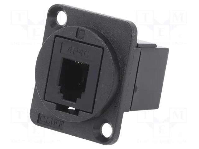 Coupler; FT; 4p4c; RJ9 socket,both sides; 19x24mm; plastic CLIFF CP30228