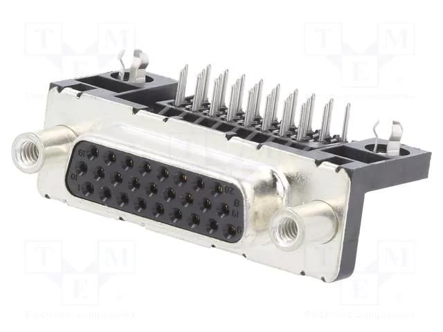 D-Sub HD; PIN: 26; socket; female; on PCBs; straight; THT; 5A AMPHENOL COMMUNICATIONS SOLUTIONS ICD26S13E4GV00LF