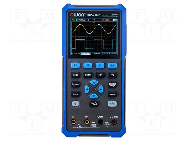 Handheld oscilloscope; 100MHz; 8bit; LCD 3,5"; Ch: 2; 500Msps OWON HDS2102S