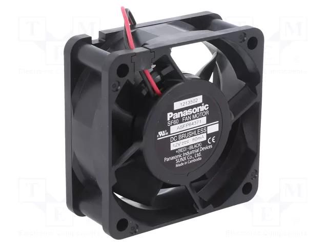 Fan: DC; axial; 12VDC; 60x60x25mm; 24.6m3/h; 21dBA; ball; 3000rpm PANASONIC ASFP64371