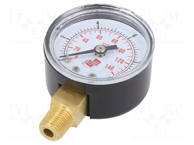 Manometer; 0÷10bar; non-aggressive liquids,inert gases; 40mm PNEUMAT M40R.PL010G18