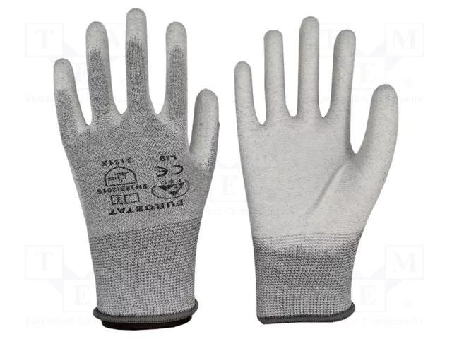 Protective gloves; ESD; M; grey; <10MΩ EUROSTAT GROUP ERS-516800605B