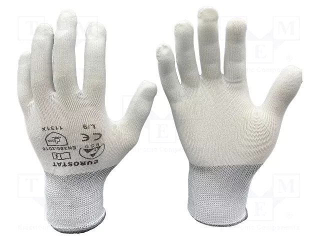 Protective gloves; ESD; M; Features: dissipative; white; <10MΩ EUROSTAT GROUP ERS-516801405B