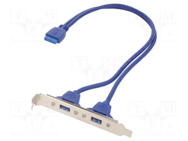 Adapter; IDE 20pin female,USB A socket x2; 0.45m; Cablexpert GEMBIRD CC-USB3-RECEPTACLE