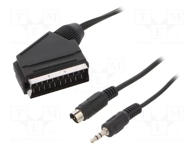 Cable; DIN mini 4pin plug,Jack 3.5mm 3pin plug,SCART plug; 10m GEMBIRD CCV-4444-10M