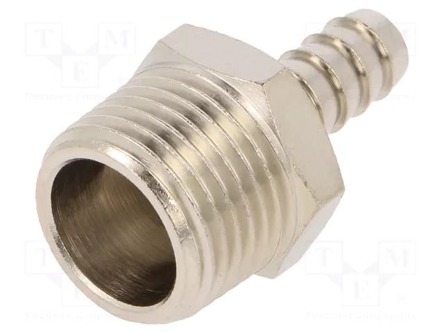 Threaded fitting; connector pipe; nickel plated brass; 9mm PNEUMAT 3040-9-1/2