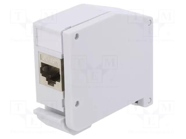 Coupler; Cat: 6a; Keystone; RJ45 socket x2; grey; Rail: TS35 LOGILINK LOG-MP0056