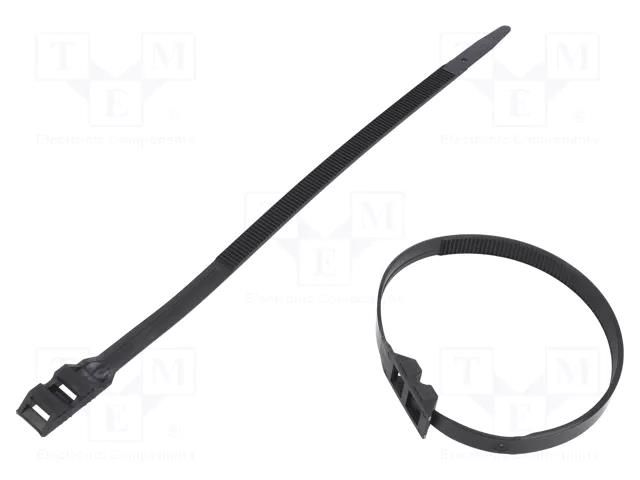 Cable tie; double lock; L: 265mm; W: 9mm; black; polyamide; 540N BM GROUP BMN2690