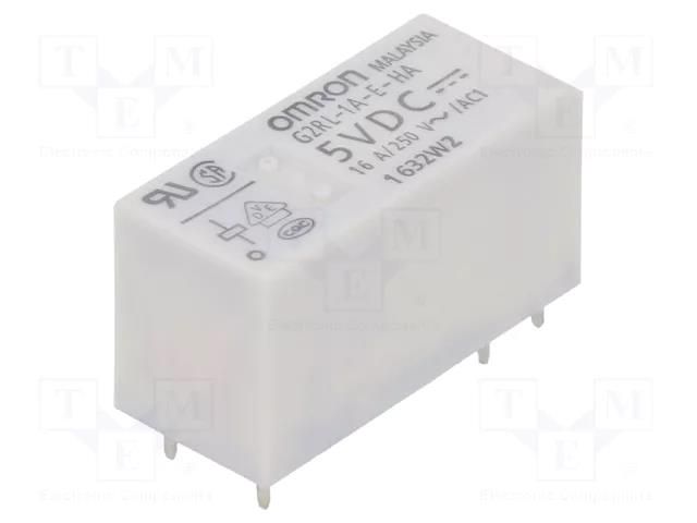 Relay: electromagnetic; SPST-NO; Ucoil: 5VDC; Icontacts max: 16A OMRON Electronic Components G2RL-1A-E-HA-5DC