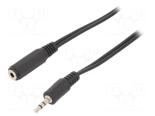 Cable; Jack 3.5mm 3pin socket,Jack 3.5mm 3pin plug; 2m; black GEMBIRD CCA-423-2M