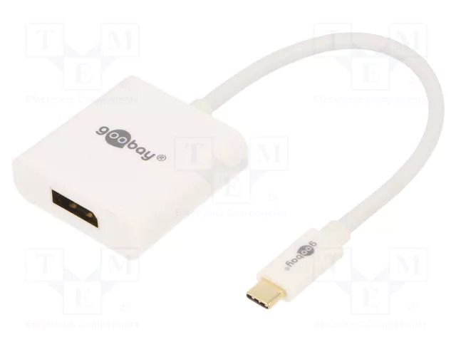 Adapter; USB 3.0; DisplayPort socket,USB C plug; 0.2m; white GOOBAY USB.C-ADAP-17
