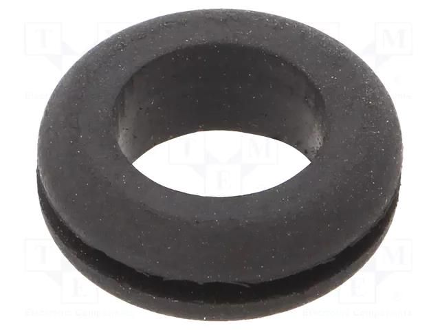 Grommet; Ømount.hole: 4.75mm; Øhole: 3.18mm; rubber; black KEYSTONE KEYS730