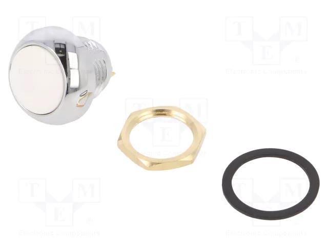 Switch: push-button; Pos: 2; SPST-NO; 0.25A/12VDC; OFF-(ON); metal ITW LUMEX SWITCH W48-1-RMC-N-WH-B