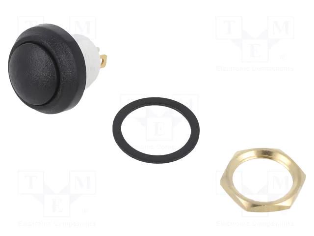 Switch: push-button; Pos: 2; SPST-NO; 0.01A/12VDC; OFF-ON; Ø13.58mm ITW LUMEX SWITCH W48-2-RB-N-BK-B