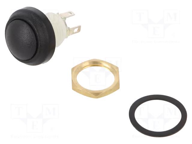 Switch: push-button; Pos: 2; SPDT; 5A/250VAC; 5A/28VDC; ON-(ON) ITW LUMEX SWITCH WSA48-1-RB-N-BK-B