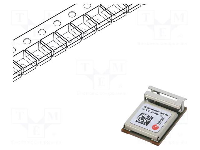 Module: Bluetooth Low Energy; GPIO,UART; SMD; Dim: 10x14x3.8mm u-blox NINA-B222-03B