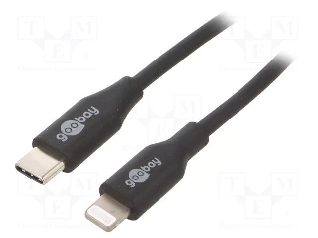 Cable; USB 2.0; Apple Lightning plug,USB C plug; 0.5m; black GOOBAY USBC-LIGHT/0.5BK