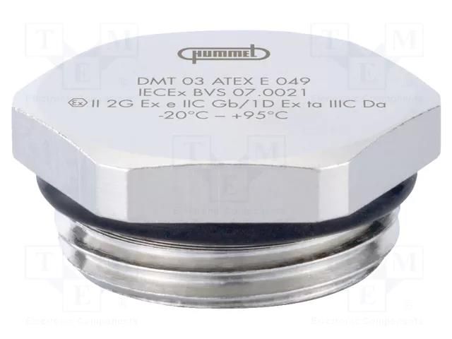 Stopper; M32; 1.5; IP68; brass; Plating: nickel; V-Ms-Ex; with seal HUMMEL HUMMEL-1197320050