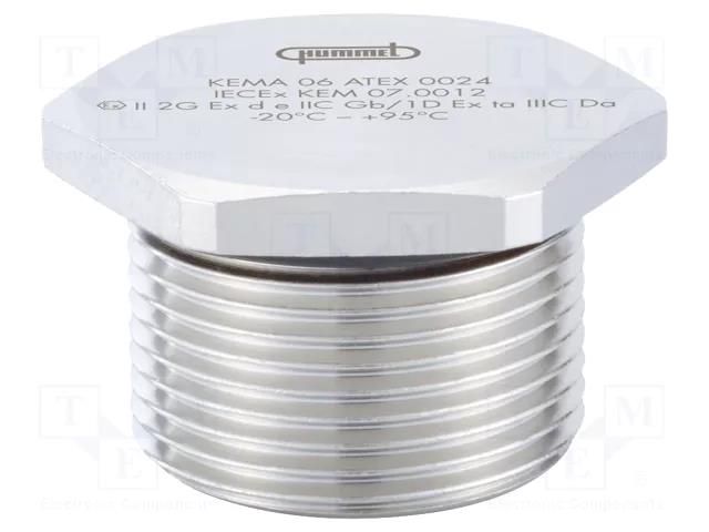 Stopper; M50; 1.5; IP68; brass; Plating: nickel; V-Ms-Ex-d; -20÷95°C HUMMEL HUMMEL-1875500050