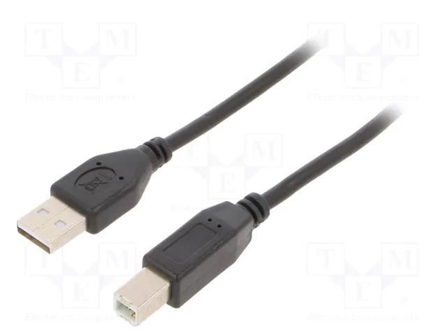 Cable; USB 2.0; USB A plug,USB B plug; nickel plated; 1.5m; black GEMBIRD CCFB-USB2-AMBM-1.5