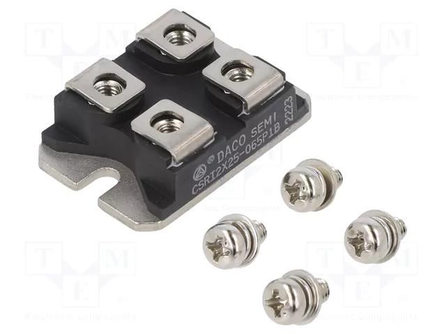 Module: diode; double independent; 650V; If: 25Ax2; SOT227B; screw DACO Semiconductor CSRI2X25-065P1B