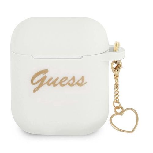 Guess GUA2LSCHSH AirPods 1/2 cover white/white Silicone Charm Heart Collection, Guess 3666339039127 3666339039127