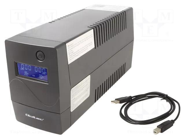 Power supply: UPS; 600W; 1kVA; 230V; 286x100x144mm; 9Ah; Ubatt: 12V QOLTEC QOLTEC-53980