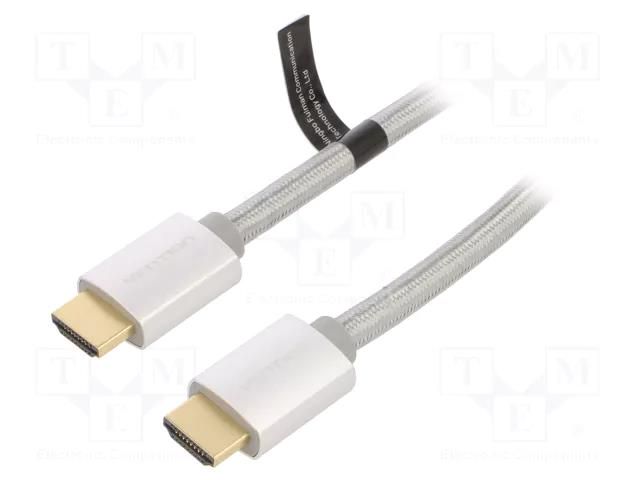 Cable; HDMI plug,both sides; PVC; textile; 10m; silver; HDMI 2.0 VENTION AABIL