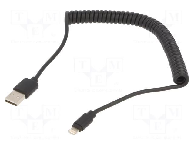 Cable; coiled,USB 2.0; Apple Lightning plug,USB A plug; 1.5m GEMBIRD CC-LMAM-1.5M