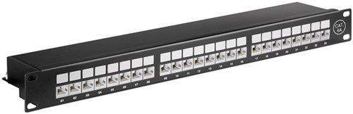 CAT 6a 19-Inch (48.3 cm) Patch Panel, 24-Port (1 U), black - STP shielded 90854